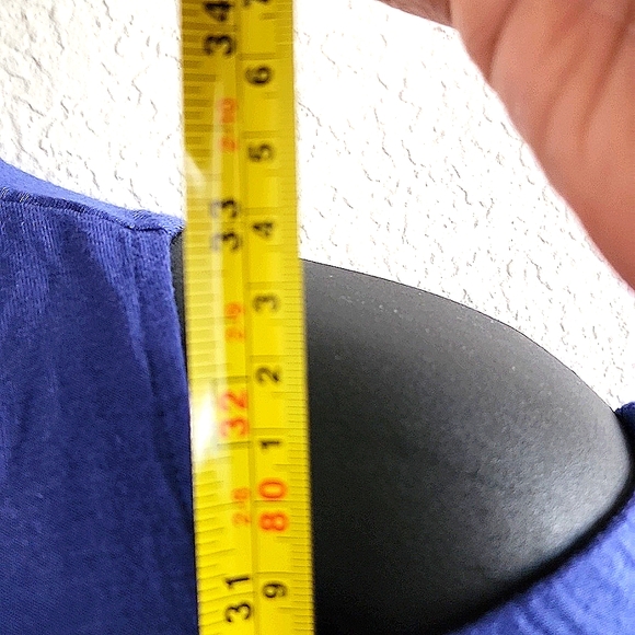 HARMONY & HAVOC Blue Dress Peekaboo Shoulders Fringe Arms Size Large - Picture 4 of 10